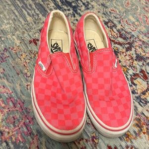 Pink checker slip on Vans. Women’s 7.5